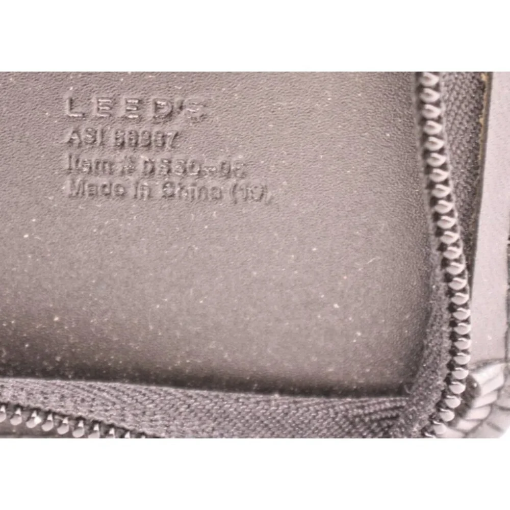 Leeds Full Zip Black Leather Organizer Notepad Holder Bradford National Bank Vtg